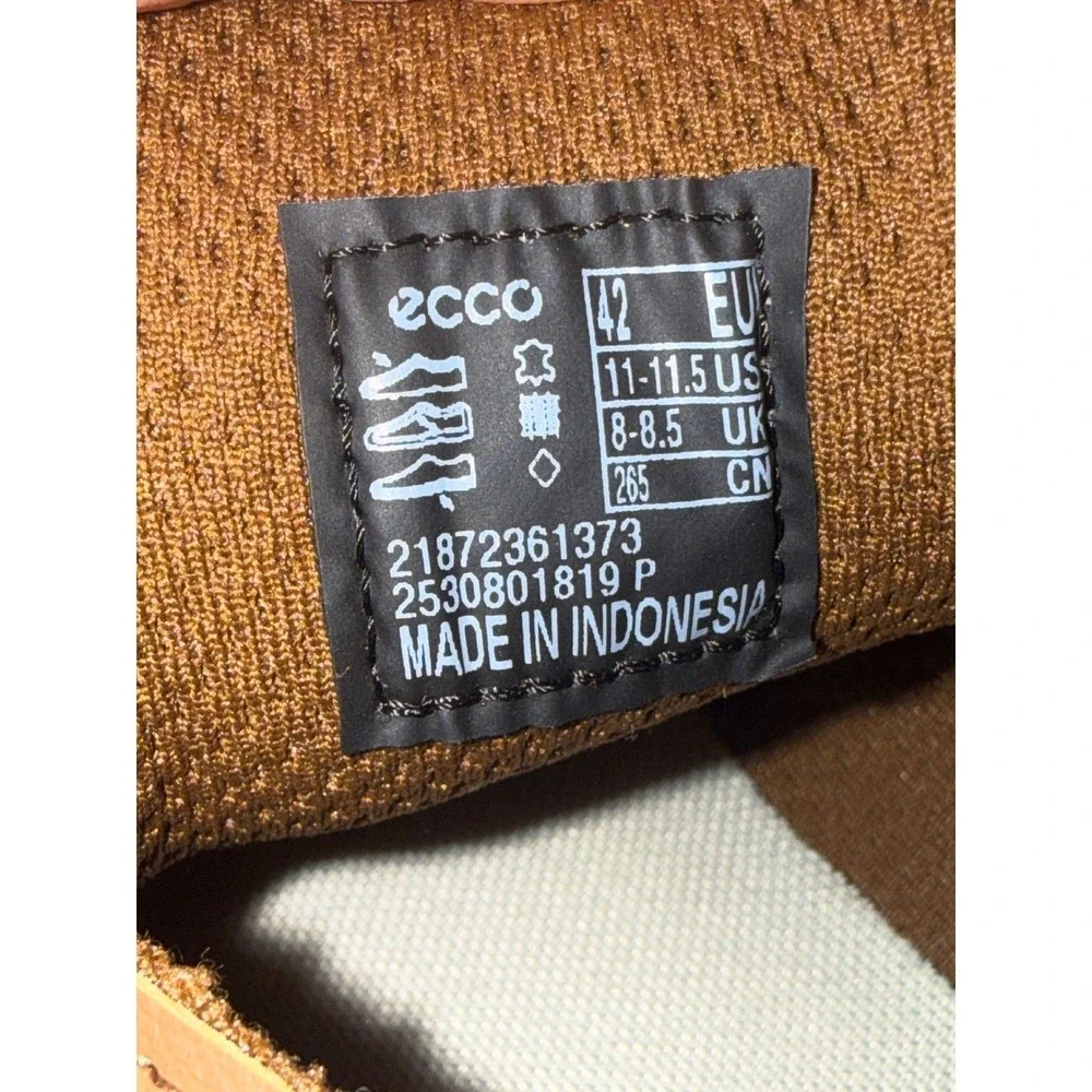 ECCO Classic Zip Sneaker Suede Cognac Brown Low Top Mens 42 EU 11-11.5 US